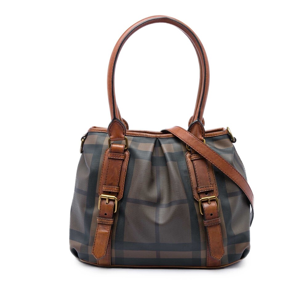 Pre-Loved Burberry Smoked Check Coated Canvas Satchel